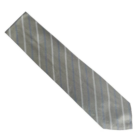 Perry Ellis Portfolio Men Necktie 100% Silk Striped Green Multi 58x3.5 - NWOT - Picture 1 of 5